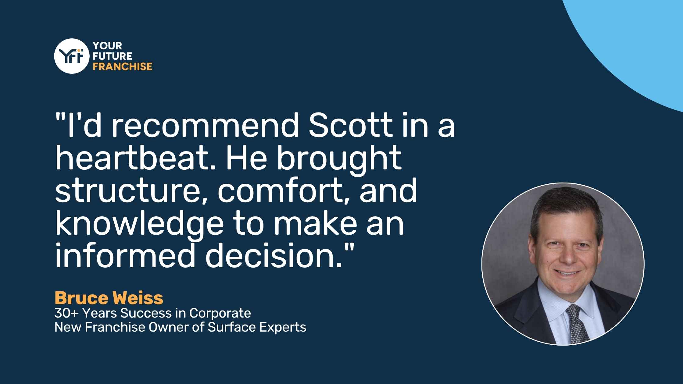 Bruce Weiss backs Scott Thompson as a franchise consultant at Your Future Franchise